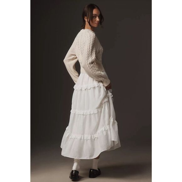 New Anthropologie Twofer Sweater Tiered Dress Sz XL - Picture 2 of 8